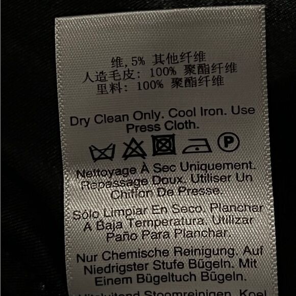 DKNY Asymmetrical Faux-Fur-Collar Coat Wool Blend Gray Extra Small NWT - Picture 9 of 10